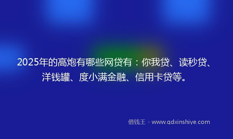 2025年的高炮有哪些网贷有：你我贷、读秒贷、洋钱罐、度小满金融、信用卡贷等。