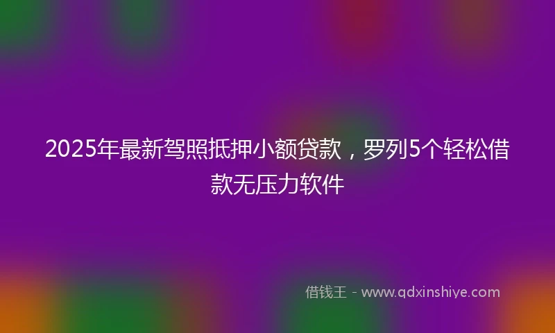 2025年最新驾照抵押小额贷款，罗列5个轻松借款无压力软件