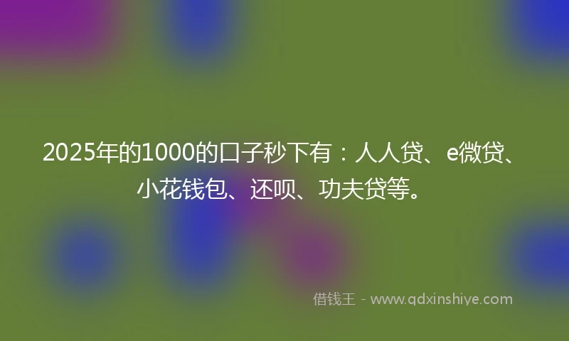 2025年的1000的口子秒下有：人人贷、e微贷、小花钱包、还呗、功夫贷等。