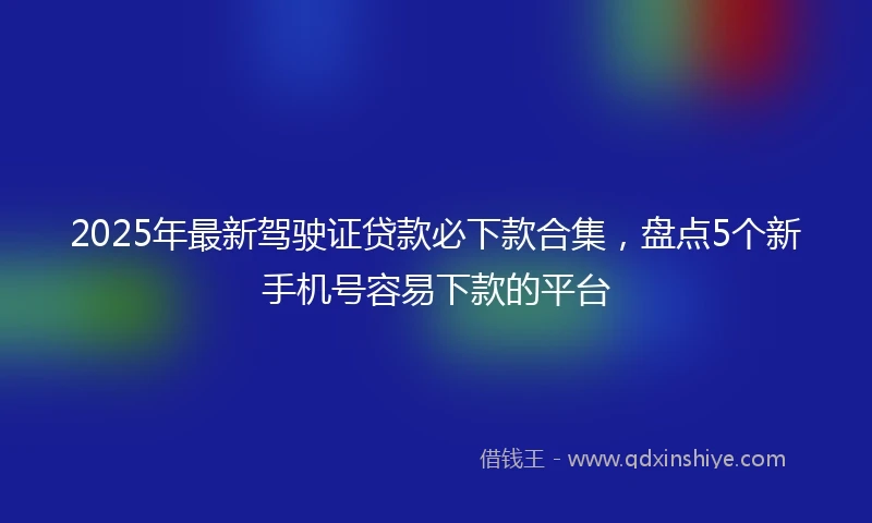 2025年最新驾驶证贷款必下款合集，盘点5个新手机号容易下款的平台