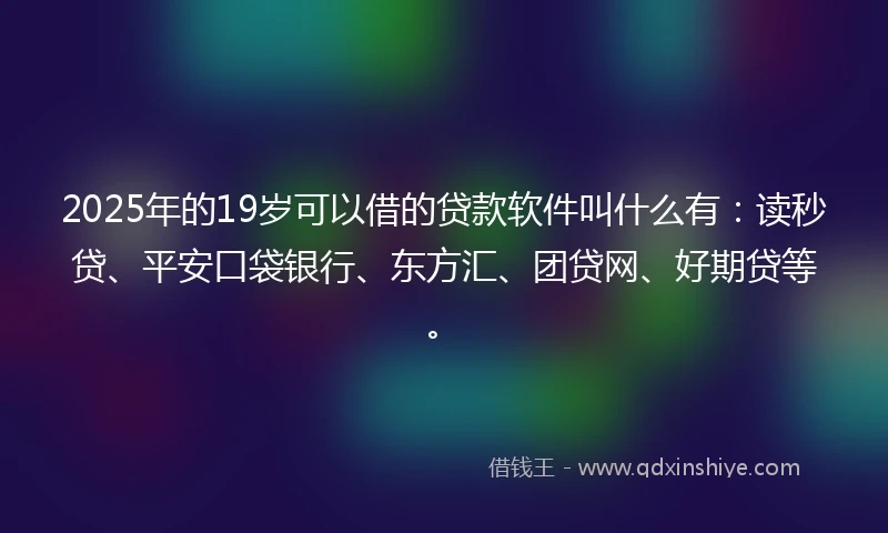 2025年的19岁可以借的贷款软件叫什么有：读秒贷、平安口袋银行、东方汇、团贷网、好期贷等。