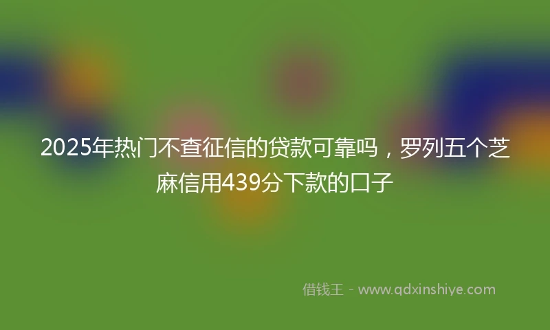 2025年热门不查征信的贷款可靠吗,罗列五个芝麻信用439分下款的口子