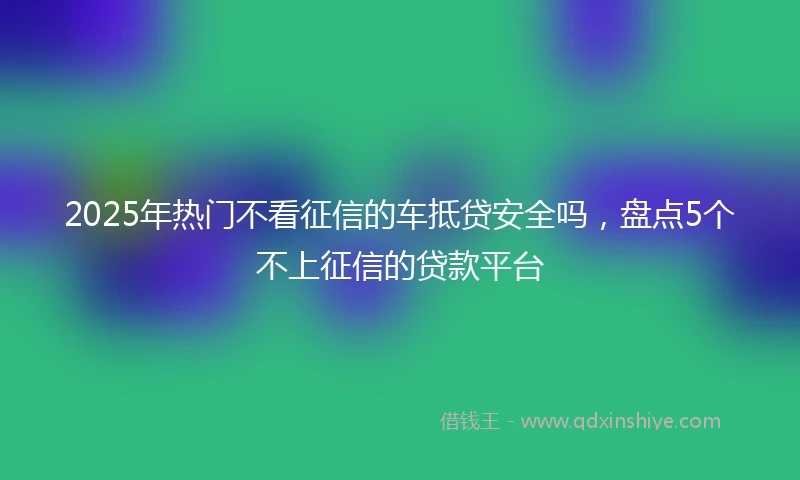 2025年热门不看征信的车抵贷安全吗，盘点5个不上征信的贷款平台