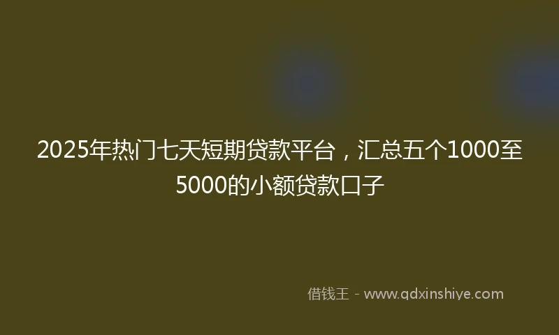 2025年热门七天短期贷款平台，汇总五个1000至5000的小额贷款口子