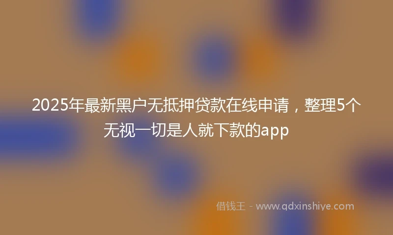 2025年最新黑户无抵押贷款在线申请，整理5个无视一切是人就下款的app