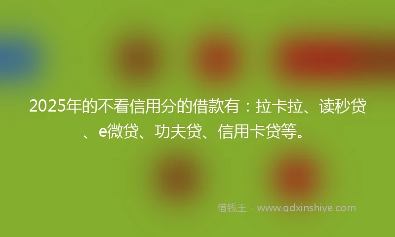 2025年的不看信用分的借款有：拉卡拉、读秒贷、e微贷、功夫贷、信用卡贷等。