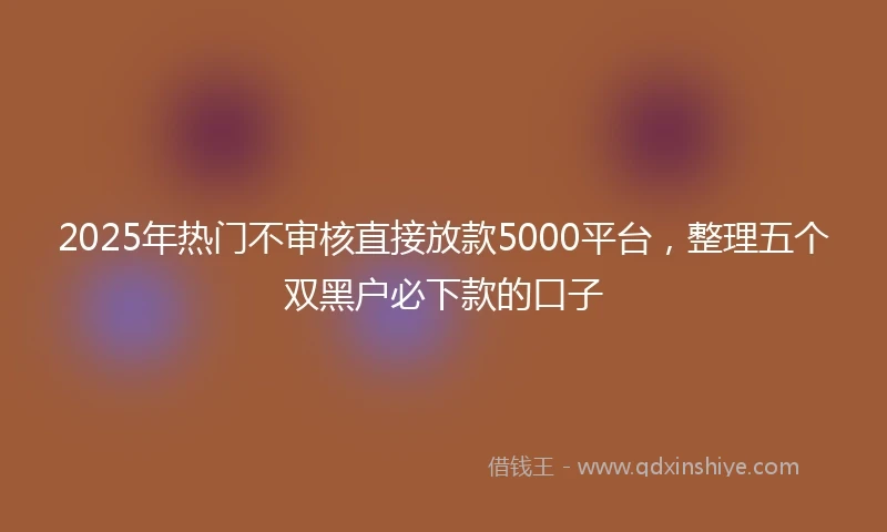 2025年热门不审核直接放款5000平台，整理五个双黑户必下款的口子