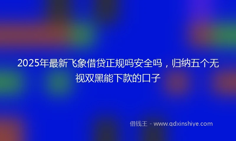 2025年最新飞象借贷正规吗安全吗，归纳五个无视双黑能下款的口子