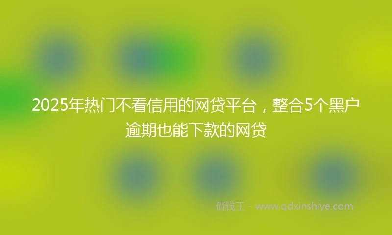 2025年热门不看信用的网贷平台，整合5个黑户逾期也能下款的网贷