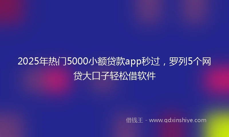 2025年热门5000小额贷款app秒过,罗列5个网贷大口子轻松借软件