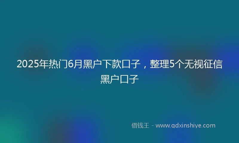 2025年热门6月黑户下款口子，整理5个无视征信黑户口子