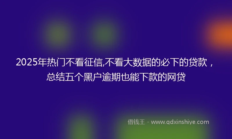 2025年热门不看征信,不看大数据的必下的贷款，总结五个黑户逾期也能下款的网贷