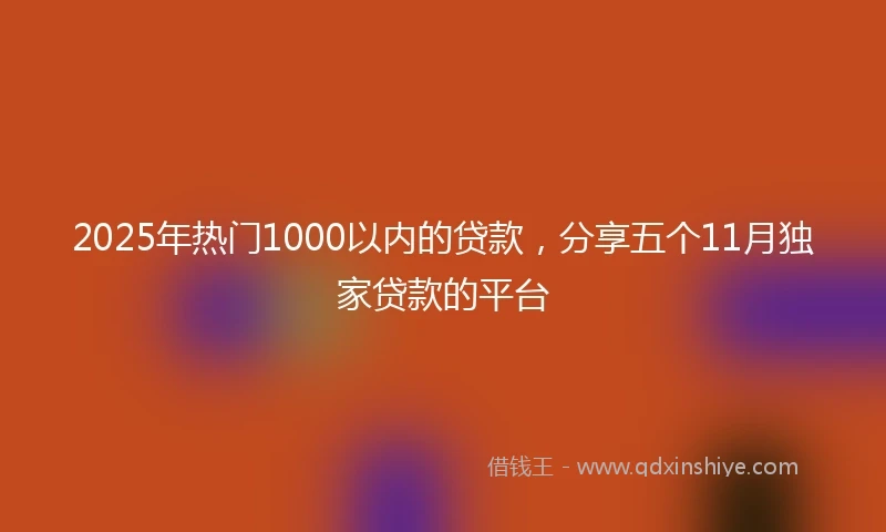 2025年热门1000以内的贷款，分享五个11月独家贷款的平台