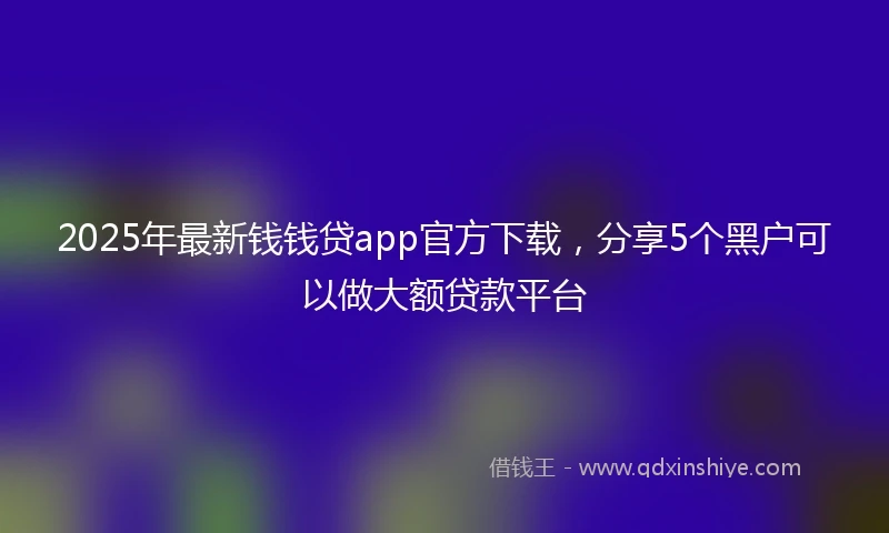2025年最新钱钱贷app官方下载，分享5个黑户可以做大额贷款平台