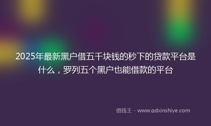2025年最新黑户借五千块钱的秒下的贷款平台是什么,罗列五个黑户也能借款的平台