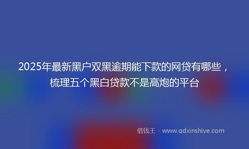 2025年最新黑户双黑逾期能下款的网贷有哪些，梳理五个黑白贷款不是高炮的平台