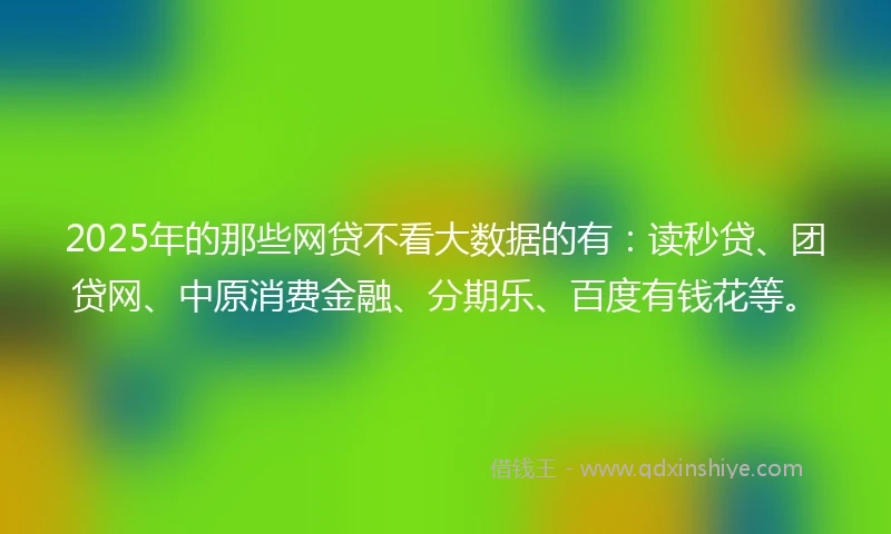 2025年的那些网贷不看大数据的有：读秒贷、团贷网、中原消费金融、分期乐、百度有钱花等。