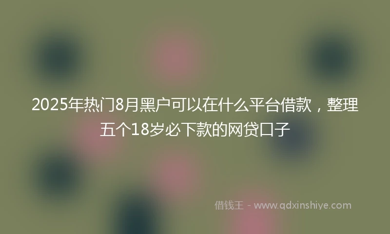 2025年热门8月黑户可以在什么平台借款，整理五个18岁必下款的网贷口子