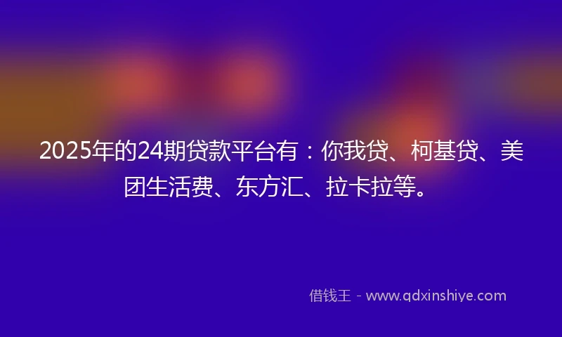 2025年的24期贷款平台有：你我贷、柯基贷、美团生活费、东方汇、拉卡拉等。