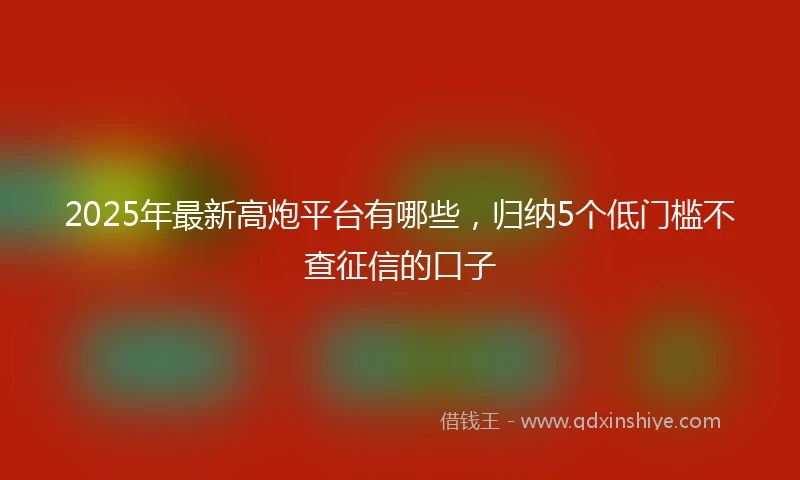 2025年最新高炮平台有哪些，归纳5个低门槛不查征信的口子