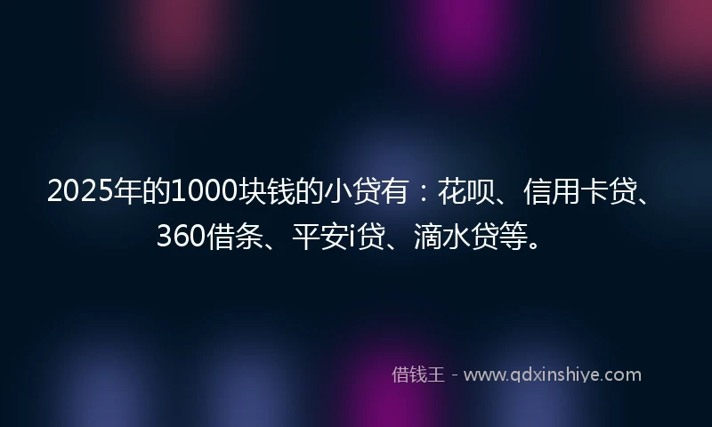 2025年的1000块钱的小贷有：花呗、信用卡贷、360借条、平安i贷、滴水贷等。