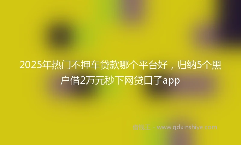 2025年热门不押车贷款哪个平台好，归纳5个黑户借2万元秒下网贷口子app