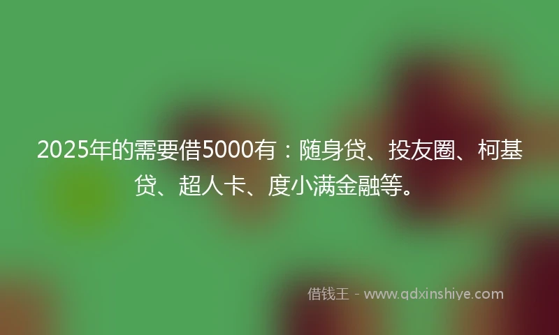 2025年的需要借5000有：随身贷、投友圈、柯基贷、超人卡、度小满金融等。