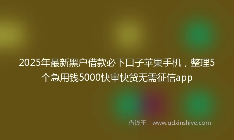 2025年最新黑户借款必下口子苹果手机，整理5个急用钱5000快审快贷无需征信app