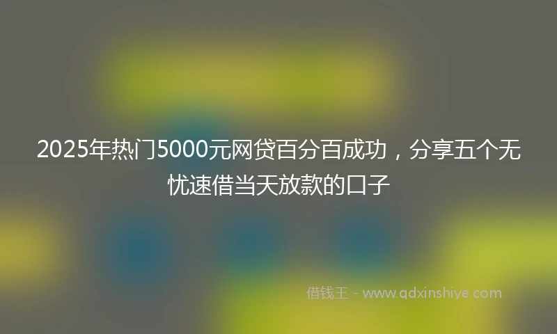 2025年热门5000元网贷百分百成功，分享五个无忧速借当天放款的口子