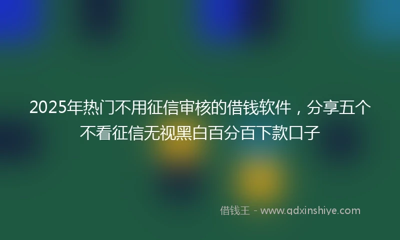 2025年热门不用征信审核的借钱软件，分享五个不看征信无视黑白百分百下款口子
