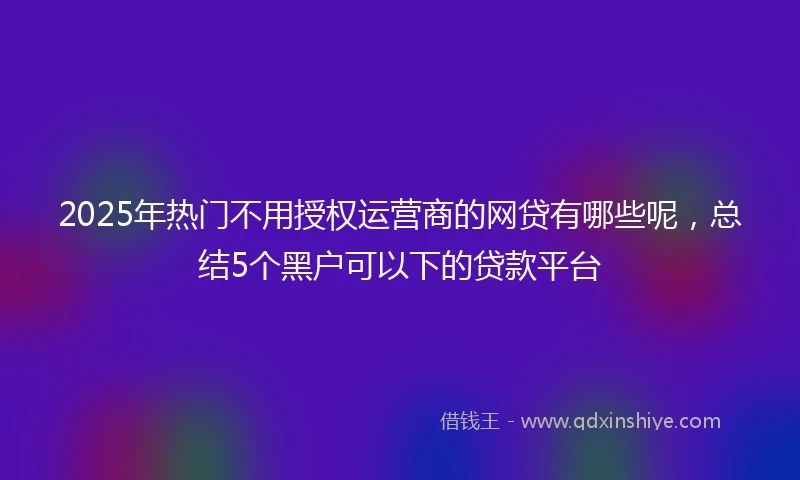 2025年热门不用授权运营商的网贷有哪些呢，总结5个黑户可以下的贷款平台