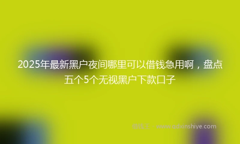 2025年最新黑户夜间哪里可以借钱急用啊，盘点五个5个无视黑户下款口子