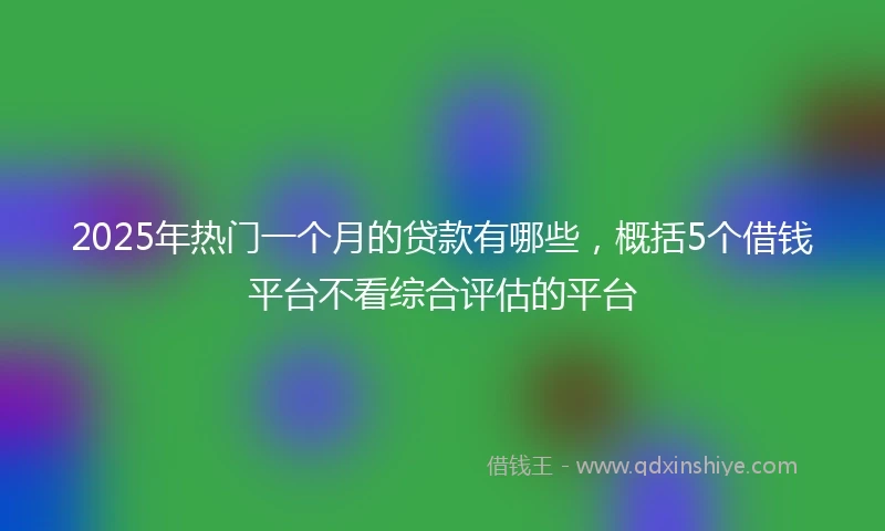 2025年热门一个月的贷款有哪些，概括5个借钱平台不看综合评估的平台