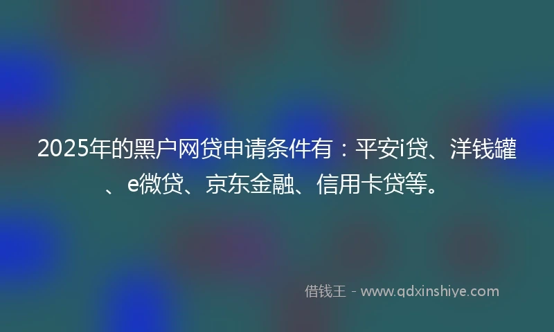 2025年的黑户网贷申请条件有：平安i贷、洋钱罐、e微贷、京东金融、信用卡贷等。
