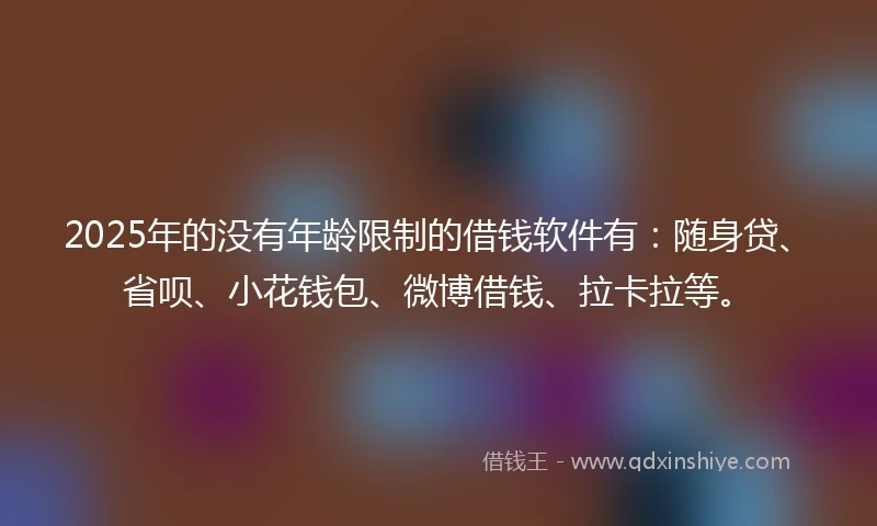 2025年的没有年龄限制的借钱软件有：随身贷、省呗、小花钱包、微博借钱、拉卡拉等。