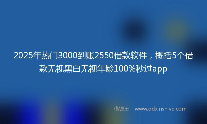 2025年热门3000到账2550借款软件，概括5个借款无视黑白无视年龄100%秒过app