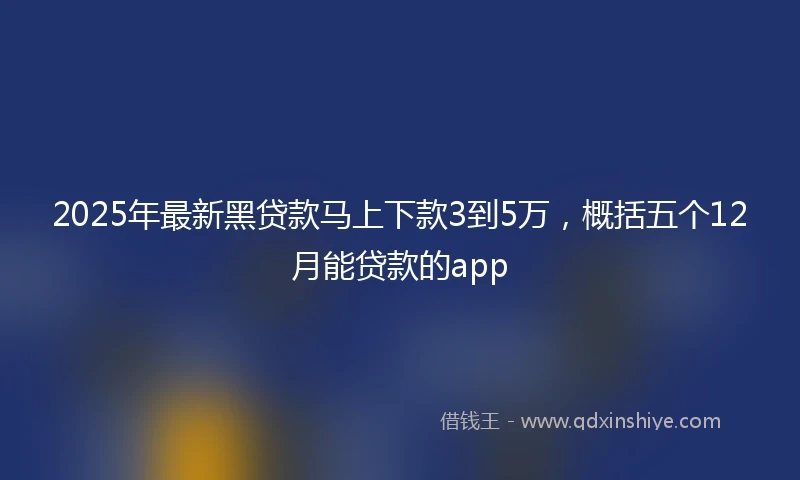 2025年最新黑贷款马上下款3到5万，概括五个12月能贷款的app