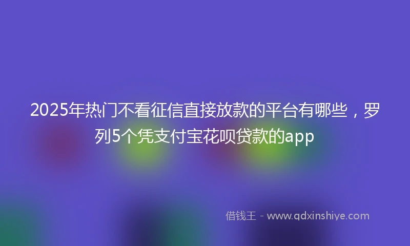 2025年热门不看征信直接放款的平台有哪些,罗列5个凭支付宝花呗贷款的app