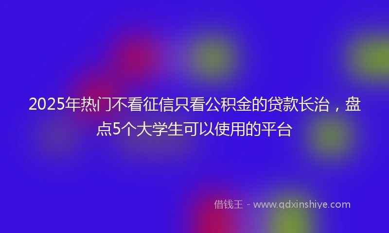2025年热门不看征信只看公积金的贷款长治,盘点5个大学生可以使用的平台
