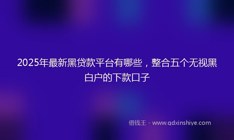 2025年最新黑贷款平台有哪些，整合五个无视黑白户的下款口子