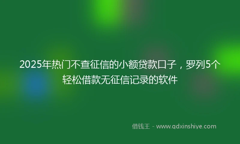 2025年热门不查征信的小额贷款口子，罗列5个轻松借款无征信记录的软件