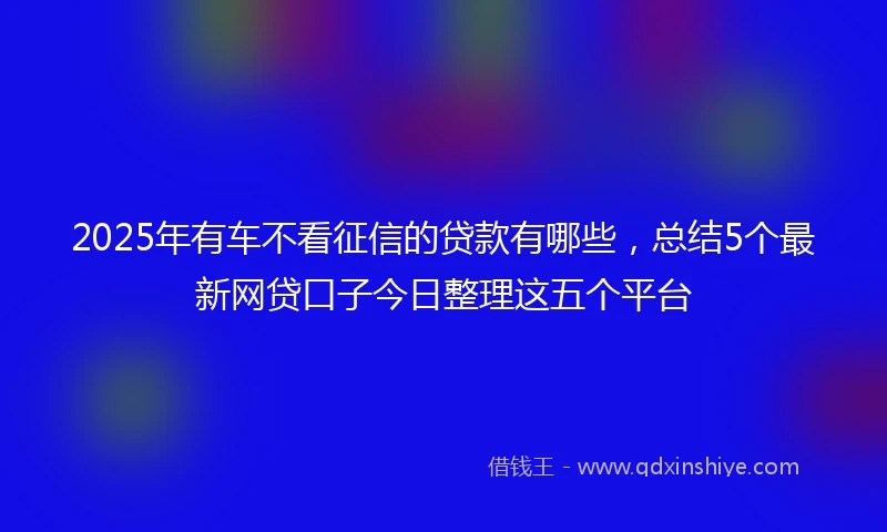 2025年有车不看征信的贷款有哪些，总结5个最新网贷口子今日整理这五个平台