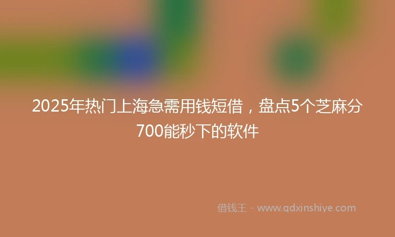 2025年热门上海急需用钱短借，盘点5个芝麻分700能秒下的软件
