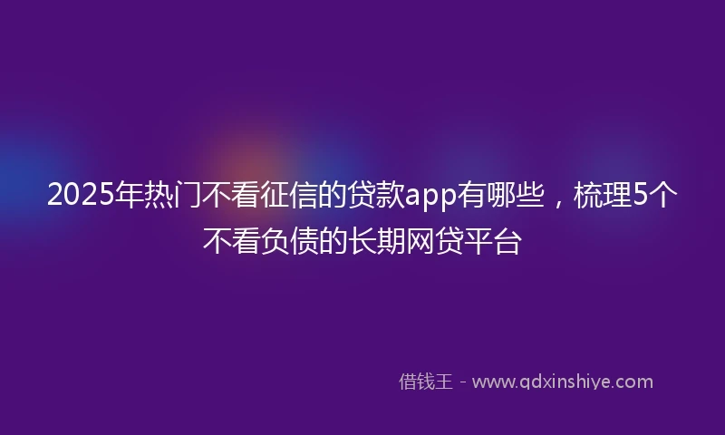 2025年热门不看征信的贷款app有哪些，梳理5个不看负债的长期网贷平台