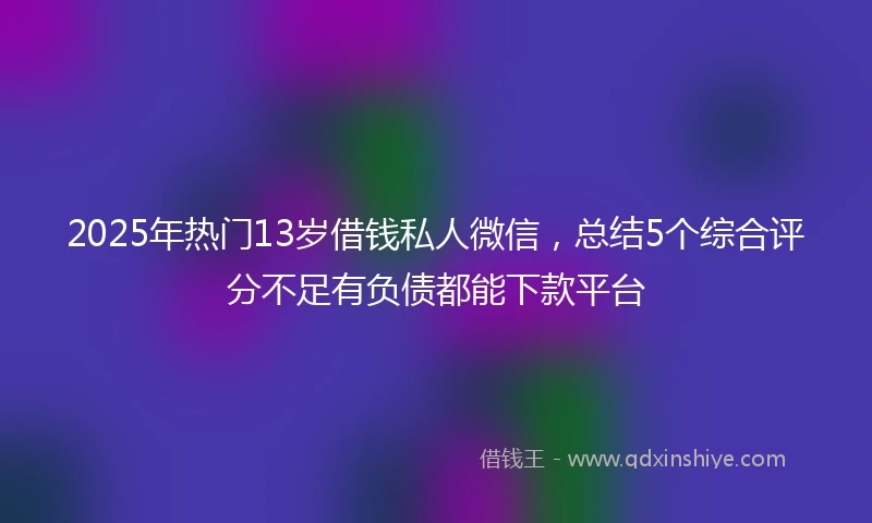 2025年热门13岁借钱私人微信，总结5个综合评分不足有负债都能下款平台