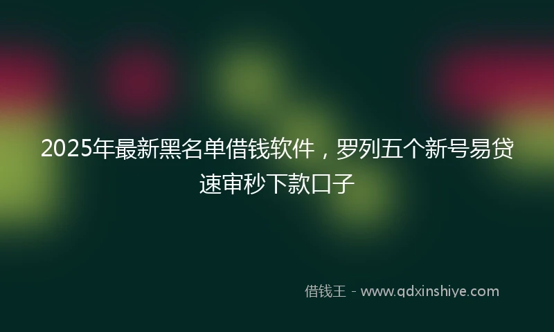 2025年最新黑名单借钱软件，罗列五个新号易贷速审秒下款口子