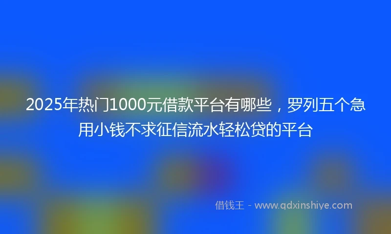 2025年热门1000元借款平台有哪些,罗列五个急用小钱不求征信流水轻松贷的平台