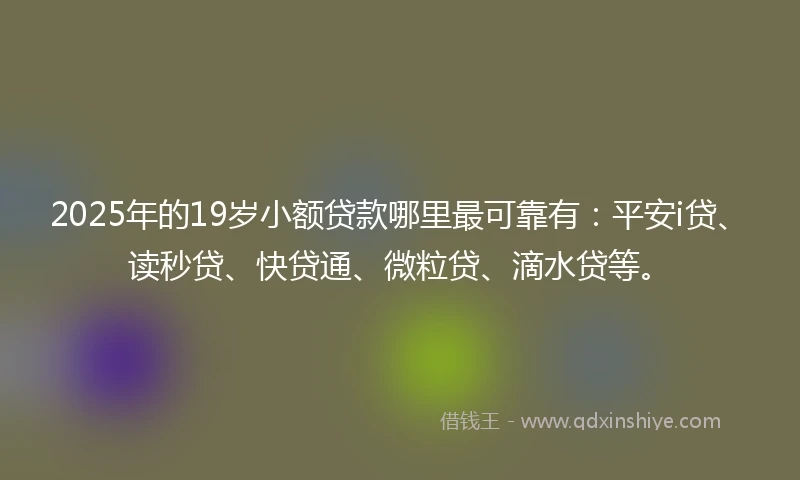 2025年的19岁小额贷款哪里最可靠有：平安i贷、读秒贷、快贷通、微粒贷、滴水贷等。