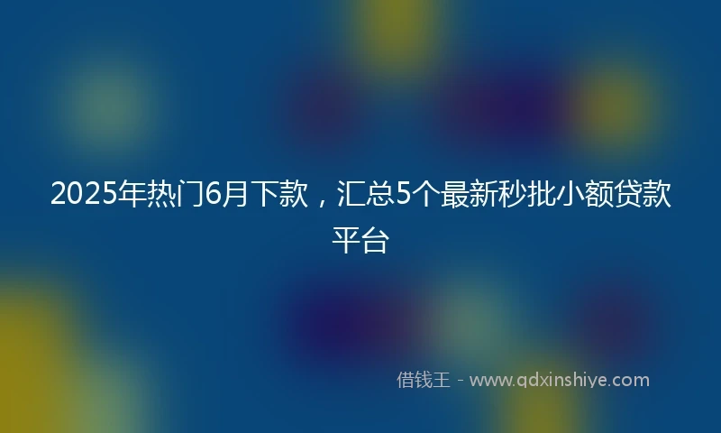 2025年热门6月下款,汇总5个最新秒批小额贷款平台