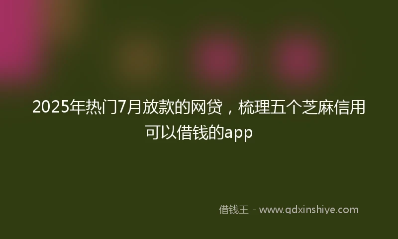 2025年热门7月放款的网贷,梳理五个芝麻信用可以借钱的app